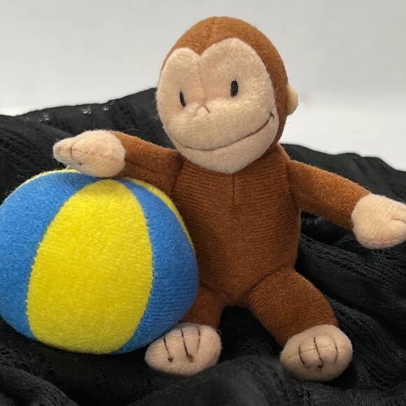 Miniature Vintage Curious George Plush Toy Collectible with Circus Ball 4" - Picture 2 of 15